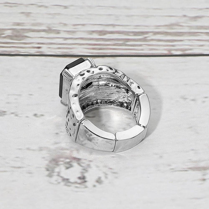 Bold Geometric Stone Accent Stretch Ring