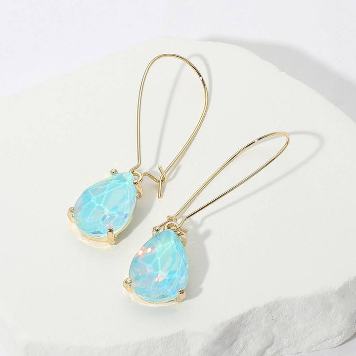 Teardrop Stone Dangle Evening Earrings