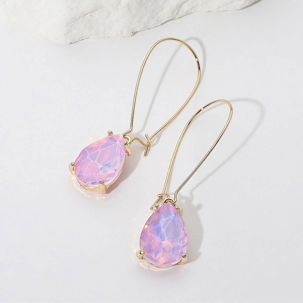 Teardrop Stone Dangle Evening Earrings