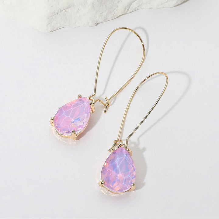 Teardrop Stone Dangle Evening Earrings