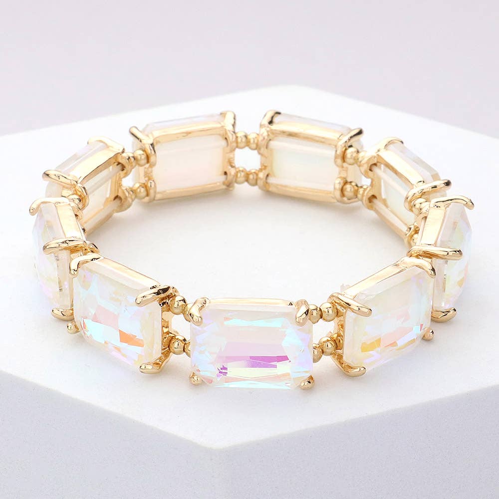 Emerald Cut Stone Stretch Evening Bracelet