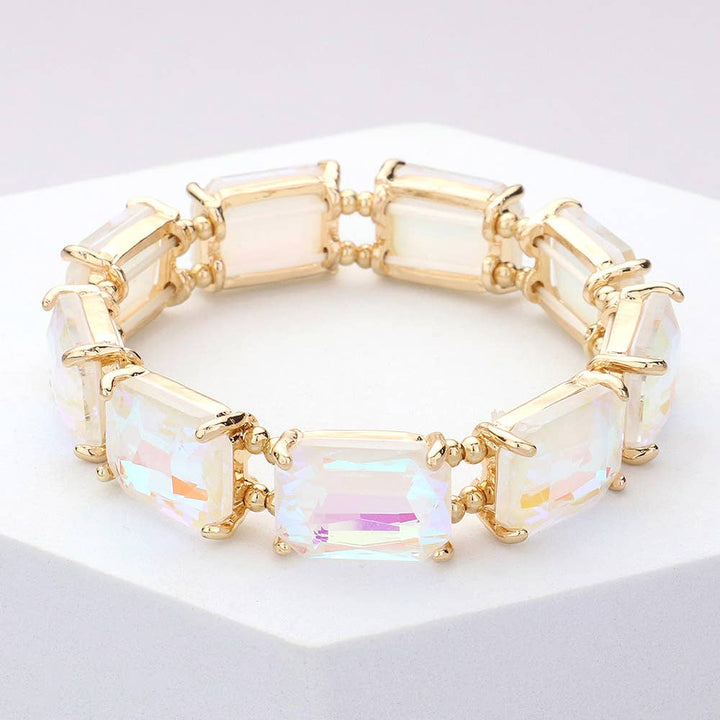 Emerald Cut Stone Stretch Evening Bracelet