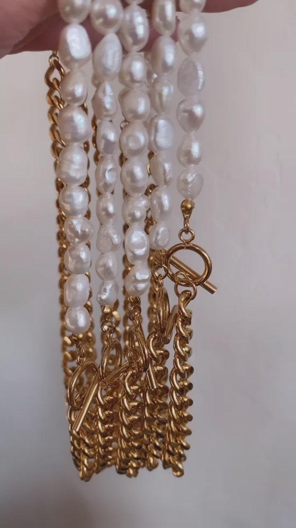 Lauren Modern Pearl and Chain Necklace