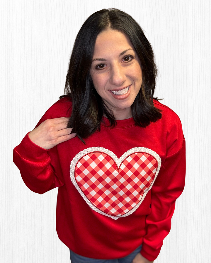 Gingham Heart Luxe Pullover