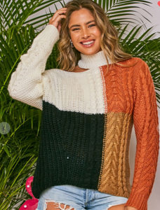 One Shoulder Chunky Cable Sweater