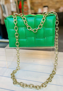 Austin Green Woven Chain Bag