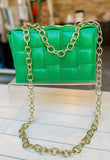 Austin Green Woven Chain Bag