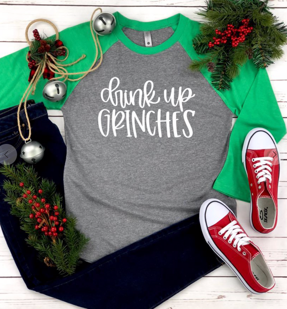 Drink Up Grinches Baseball Tee
