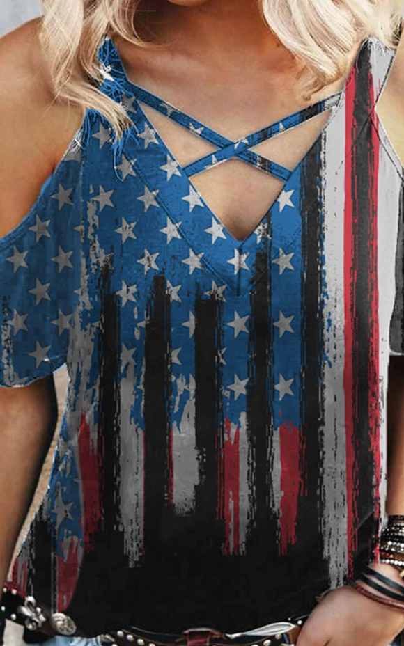 Patriotic Babe Cut Out Top