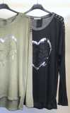 Lacey Heart and Stud Sweater (Multiple Colors) One Size