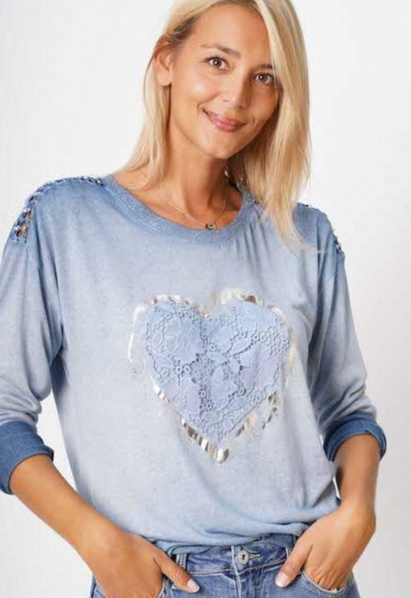 Lacey Heart and Stud Sweater (Multiple Colors) One Size