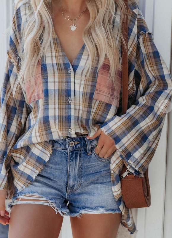 Country Blues Plaid Button Up (S-2X)
