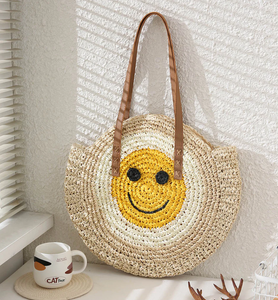 Smile and Inspire Crochet Straw Bag