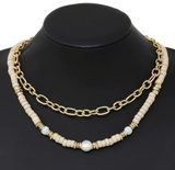 Pearl and Glass Layered Necklace (2 colors)