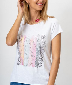 Multi-Colored Print Studded  T-Shirt