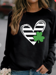 St. Patrick's Day Lucky Clover Print Sweatshirt
