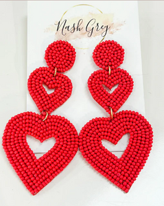 Double The Love Heart Beaded Earrings
